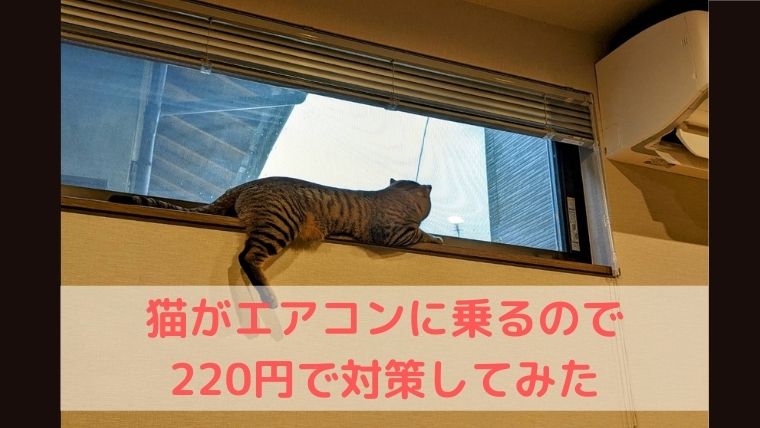 エアコンの上に猫が乗るので220円で対策してみた！